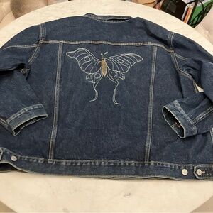 NWT Luna Moth embroidered denim jacket